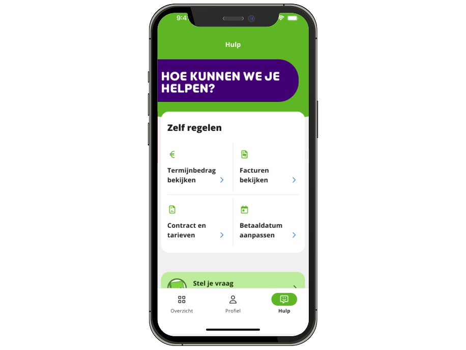 Smartphone met overzicht Mijn Energiedirect