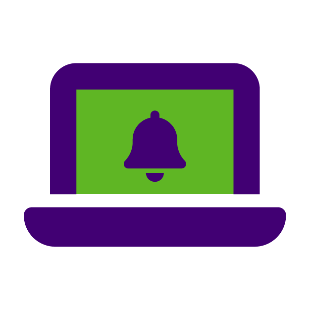 Laptop met een belicoon als symbool voor meldingen of updates