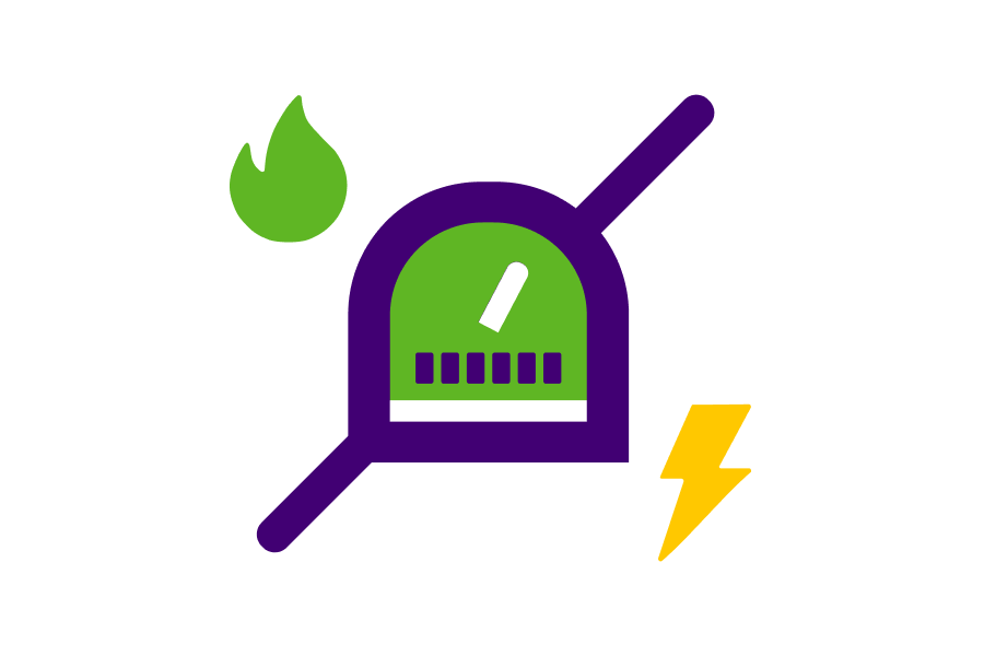 Icoon van een meter met een stroom- en gassymbool