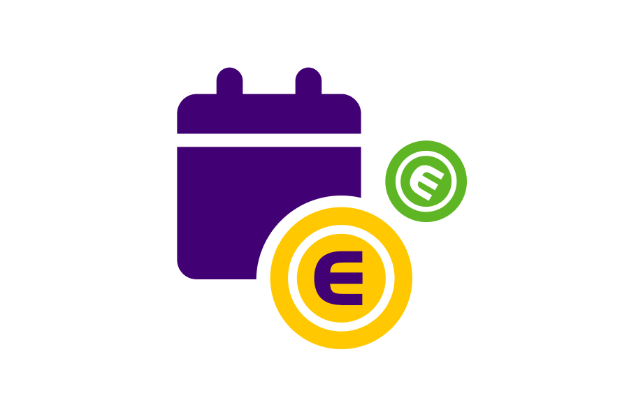 Kalender met euromunten als symbool voor maandelijkse kosten of betalingen