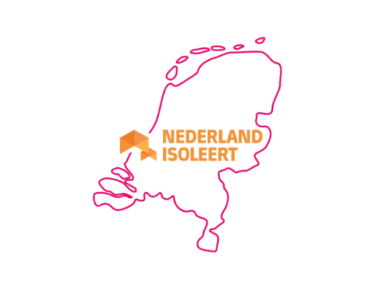 De kaart van Nederland met daarin het logo van Nederland Isoleert